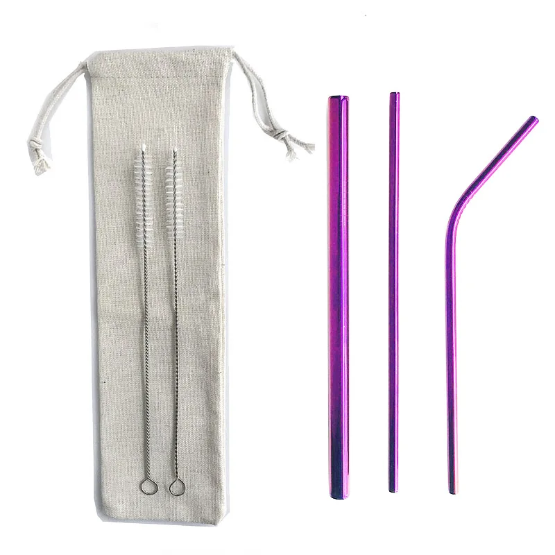 6Pcs Purple 18/10 Нержавеющая сталь телескопическая Питьевая соломинка портативная соломинка для путешествий многоразовая складная металлическая Питьевая соломинка с щеткой - Цвет: 6Pcs Purple