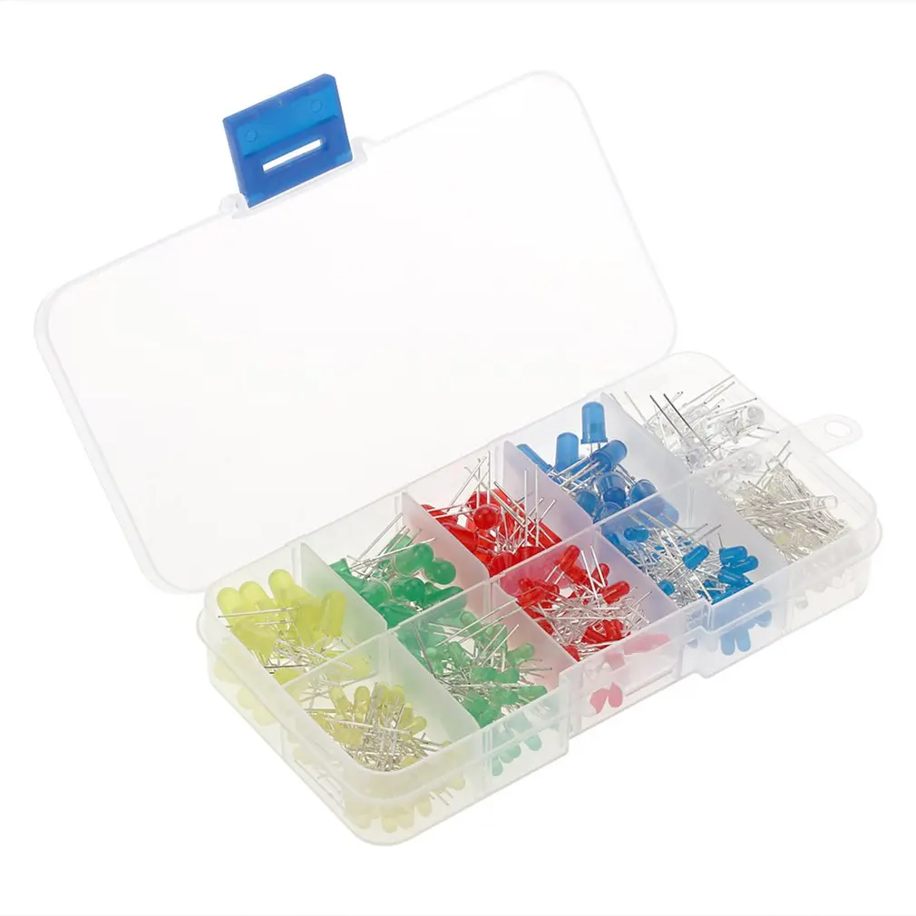 

300pcs 10 value Five Colors 3mm Round Bright Light LED Diode Lamp Assortment kit Light Emiting Diode Indicator Lights