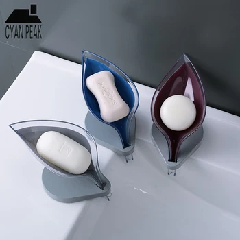

Leaf Shape Soap Box Bathroom Soap Dish Storage Non-slip Drain Soap Holder Container Plates Storage Drying Rack Bathroom Supplies