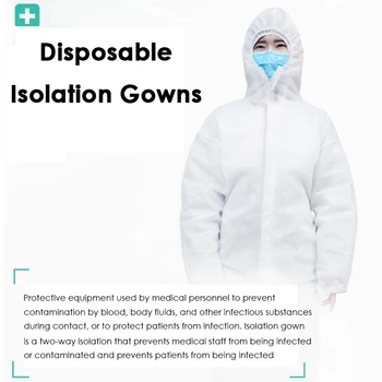 

Unisex Non-Woven Patient Gowns Protective Suit Dust Disposable One-piece garment Membrane Safety Work Clothes