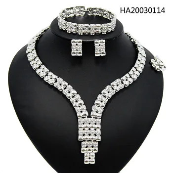 

Yulaili Engagement Bridal Jewelry Sets African Crystal Silver Color Necklace Earrings Bracelet Ring Jewellery Free Shipping