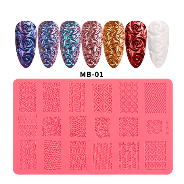 Art Silicone Template Sculpture Stamping Stencils 3D Solid Carving Powder Stamping Tools DIY Manicure Tool Crystal Gel