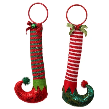 

1pc Christmas Striped Elf Boots Pendant Ornaments Christmas Tree Door Hanging Decoration