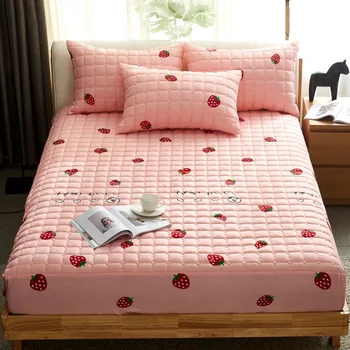 

Flower Pattern Mattress Cover Polyester Dustproof Bed Cover Anti-slip Mattress Protector Elastic Fitted Sheet Cover Home Decor