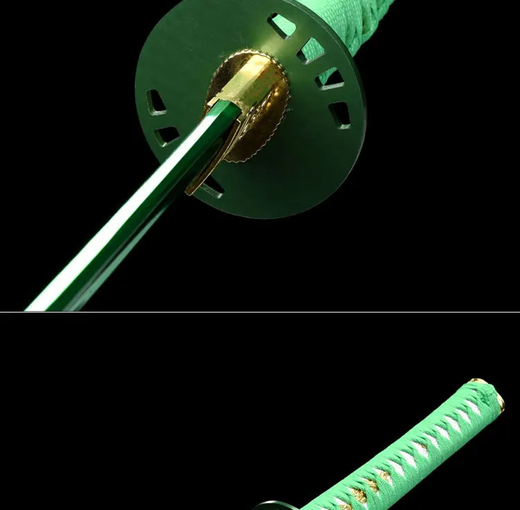 Katana Sword Real Japanese Samurai Swords Katana with Green Saya 1065 Carbon Steel Sharp Blade