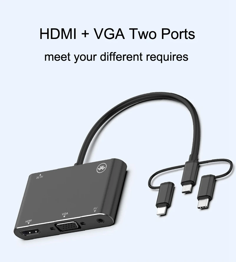 VGA HDMI экран зеркало Кабель-адаптер для iPhone 11 Pro Max XS XR 6 7 8 samsung S9 iOS Bluetooth Тип C Android телефон к ТВ HD tv