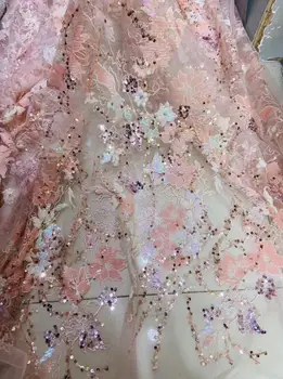 

fashionable tulle embroidery french net lace fabric Sophia-38.8808 with beads for party dress