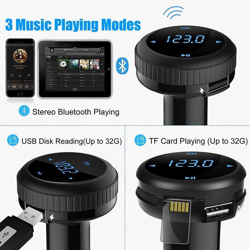 Автомобильный MP3-плеер Bluetooth fm-передатчик Hands-free автомобильный комплект аудио mp3 модулятор дисплей 2.1A USB Автомобильное зарядное устройство