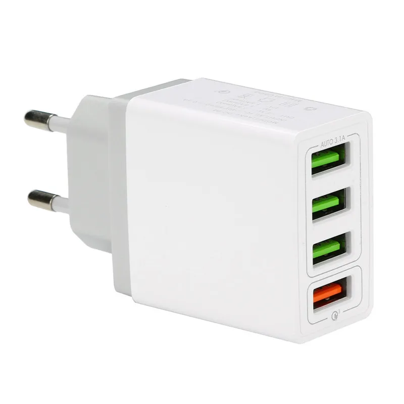 

Quick Charge 3.0 Fast Charging Phone Charger 4-Port USB Charger Fast Charge Travel Charger Smart Charging Head EU/US/UK Plug