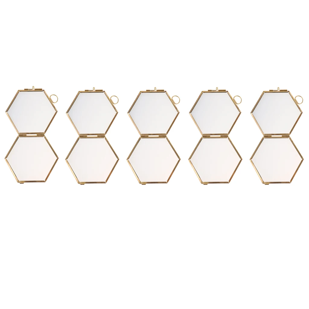 5 Pieces Photo Frame Wall Glass Shape Hexagon For Display Picture Painting Diary Embroidery Dry Flower Display