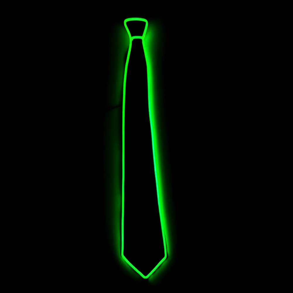 fluorescent green Галстук-светильник, регулируемый, для джентльменов, креативный, Забавный галстук, новинка, модный, для паба, яркая атмосфера - Цвет: fluorescent green