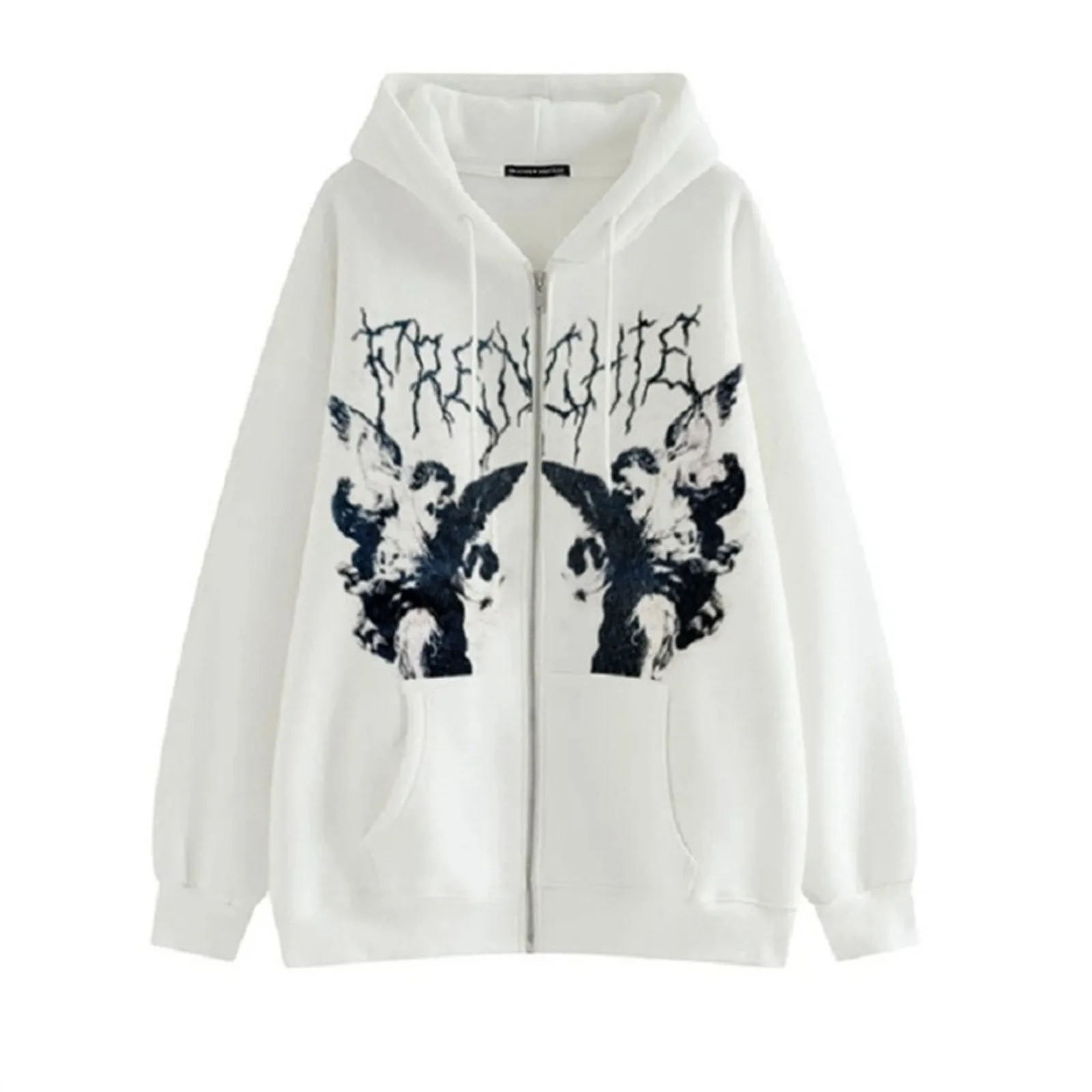 Women's Hoodies Oversized Casual Print Elegant Fashion Pullover Hooded Sweatshirt Coat Long Sleeve Warm Zip Up Hoodies 2
