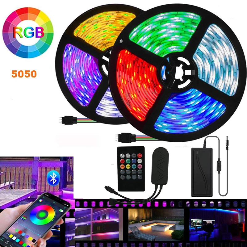 

LED strip WIFI smart LED light kit 5050 RGB tape led light music sync 10m for TV backlight EU plug neon strip 65.6ft for room