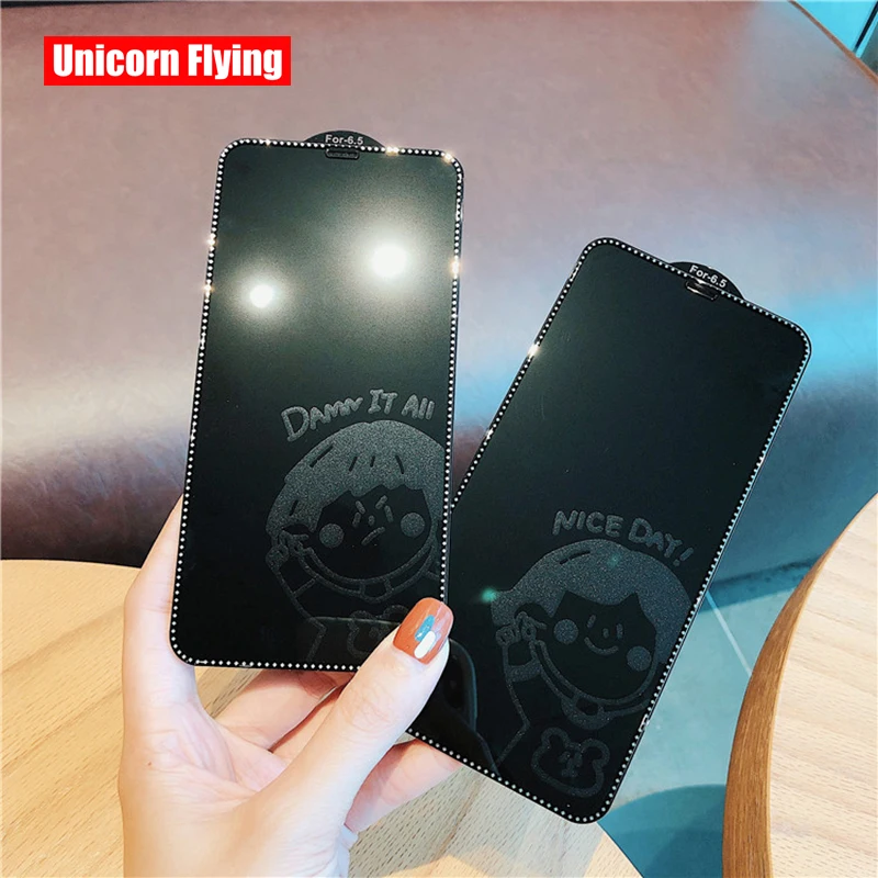 

LinXiang Stealth Cute Cartoon Couples Nice Day 9H 6D Tempered Glass Screen Protector For iPhone 6 6s 7 8 Plus X XR XS Max 11 Pro