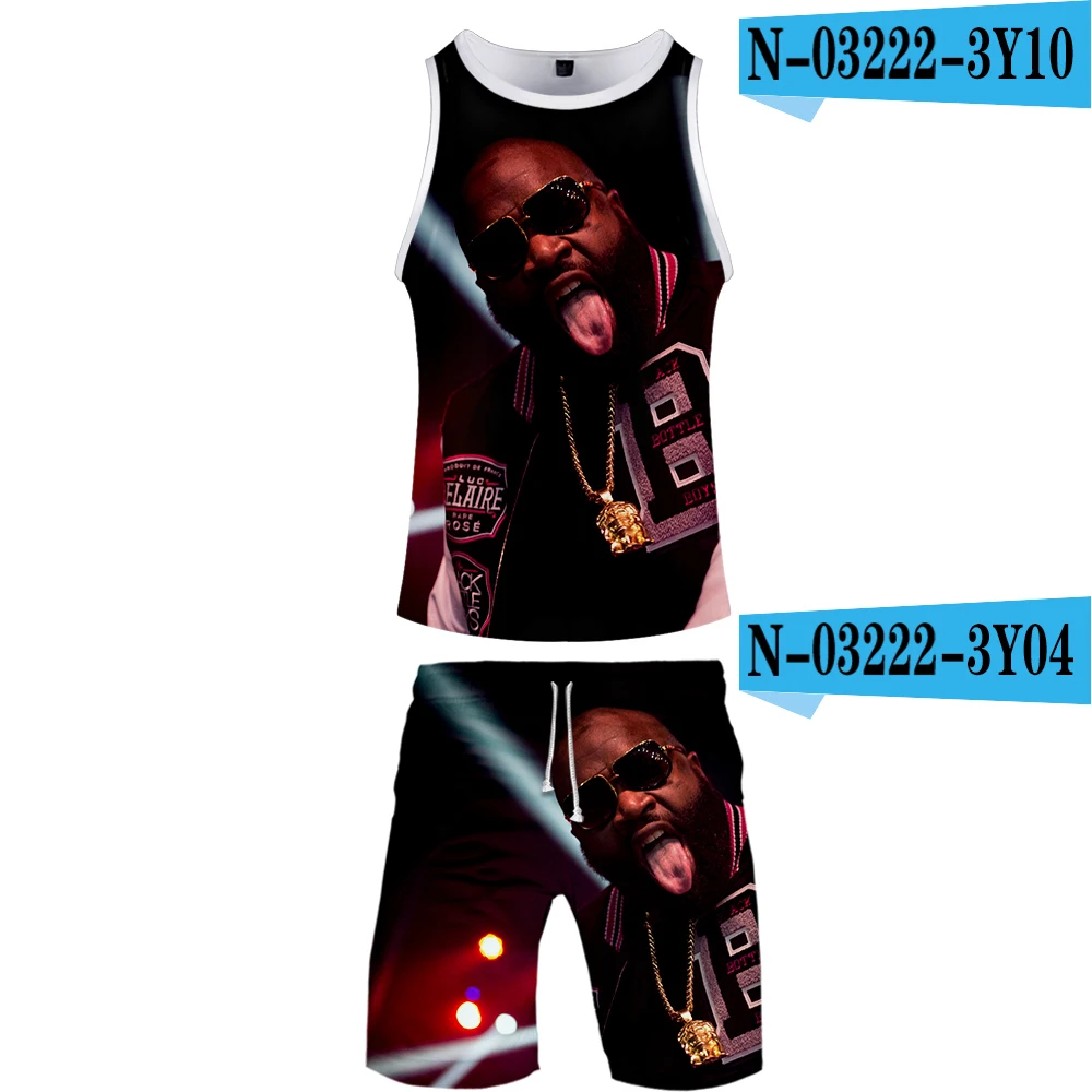 Rick Ross комплект из двух предметов майка и шорты Harajuku для мужчин Rick Ross майка уличная баскетбольная спортивная одежда без рукавов - Цвет: B