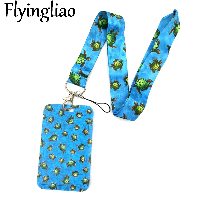 Blue Sea Turtle Ocean Lanyard for Keys Phone Cool Neck Strap Lanyard for Camera Whistle ID Badge Cute webbings ribbons Gifts flyingbee lovely cute cat lanyard   cats keychain keys holder women strap neck lanyards for keys id card phone lanyard x0370