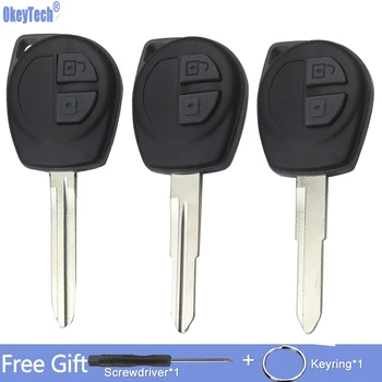 

OkeyTech Remote Car Key Shell For Suzuki Grand Vitara SWIFT 2 Buttons Replacement HU133R/TOY43/SZ11R Blade Rubber Button Pad