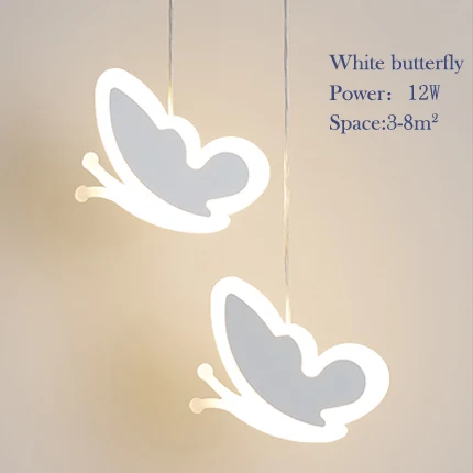 White butterfly Креативный милый светодиодный подвесной светильник в форме сердца, сетка красного цвета для магазина/прохода/прикроватной тумбочки, детская лампа для ресторана, бара, Подвесная лампа с 2 головками - Цвет корпуса: White butterfly