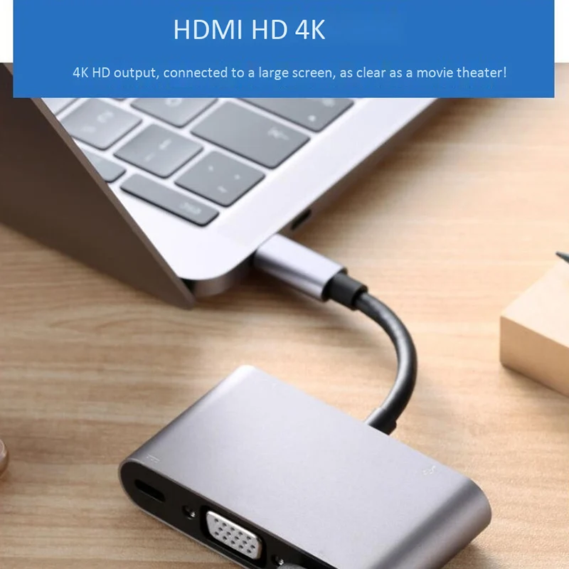 5 в 1 USB C HDMI Type к 4K адаптер VGA USB3.0 o видео конвертер PD Быстрая зарядка для Pro