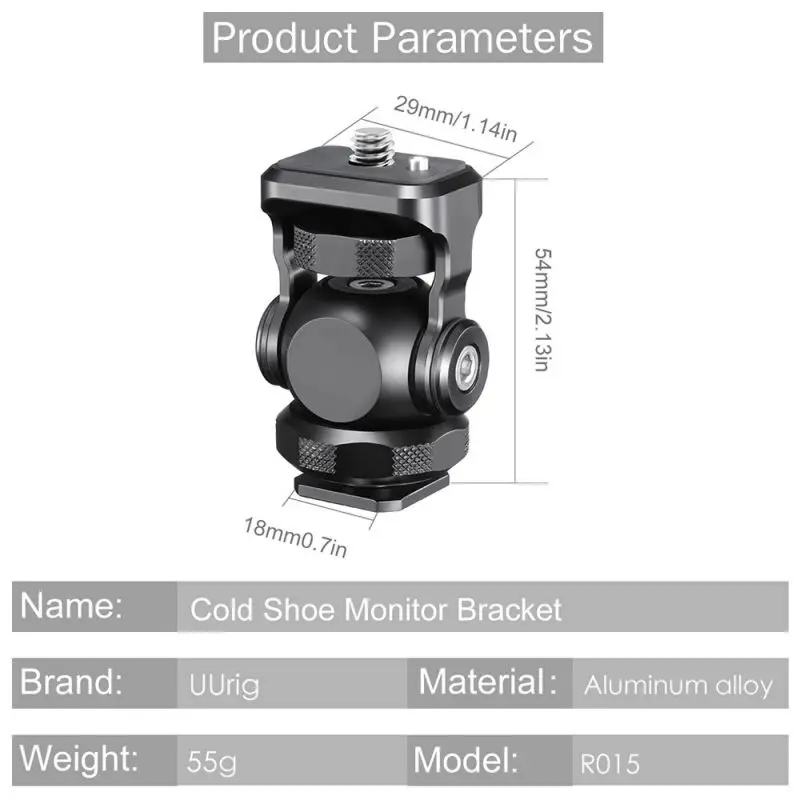 Кронштейн для монитора камеры UURig R015 DSLR Мини шаровая Головка с креплением для холодного башмака Gimbal Rig для sony Canon Nikon DSLR аксессуар для камеры