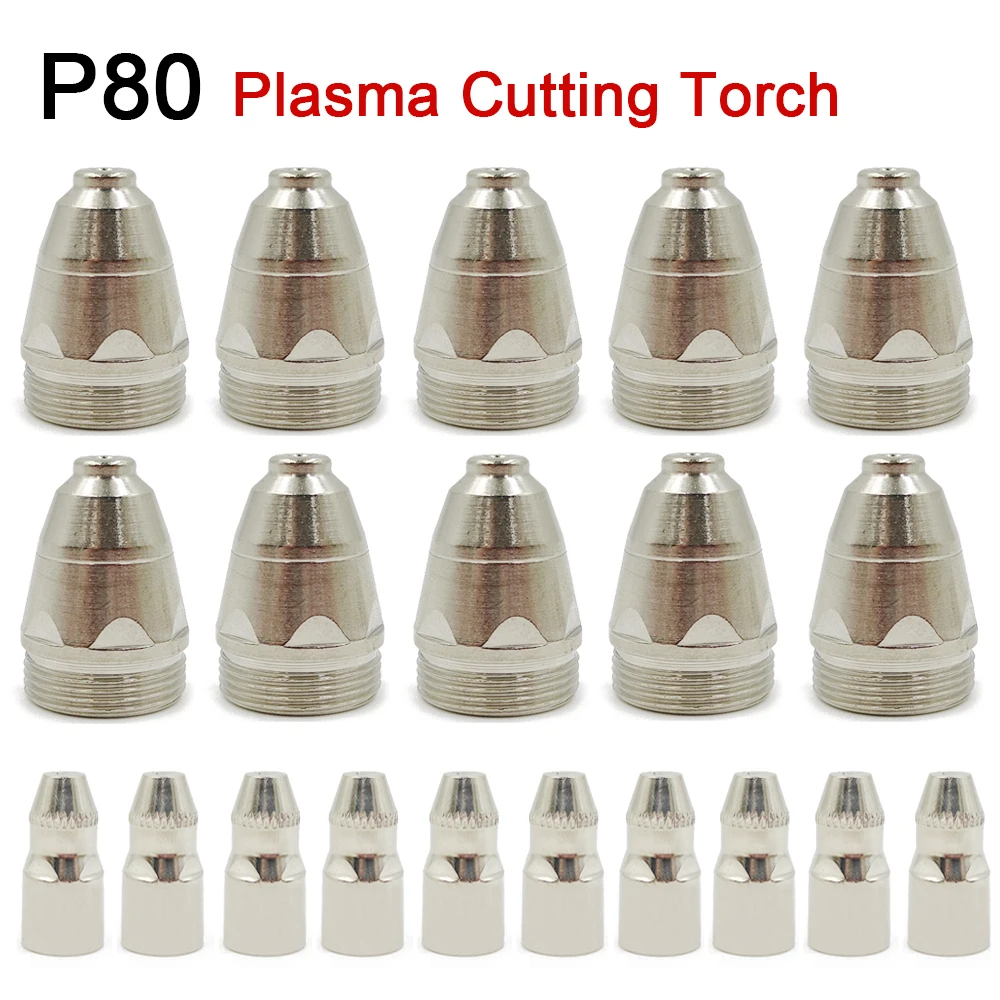 Plasma Cutter Electrodes Nozzles 10/20pcs Premium P80 Plasma Cutting Torch Consumable Cutting 60A 80A 100A P80 CNC Plasma Torch Tip Electrode Nozzle