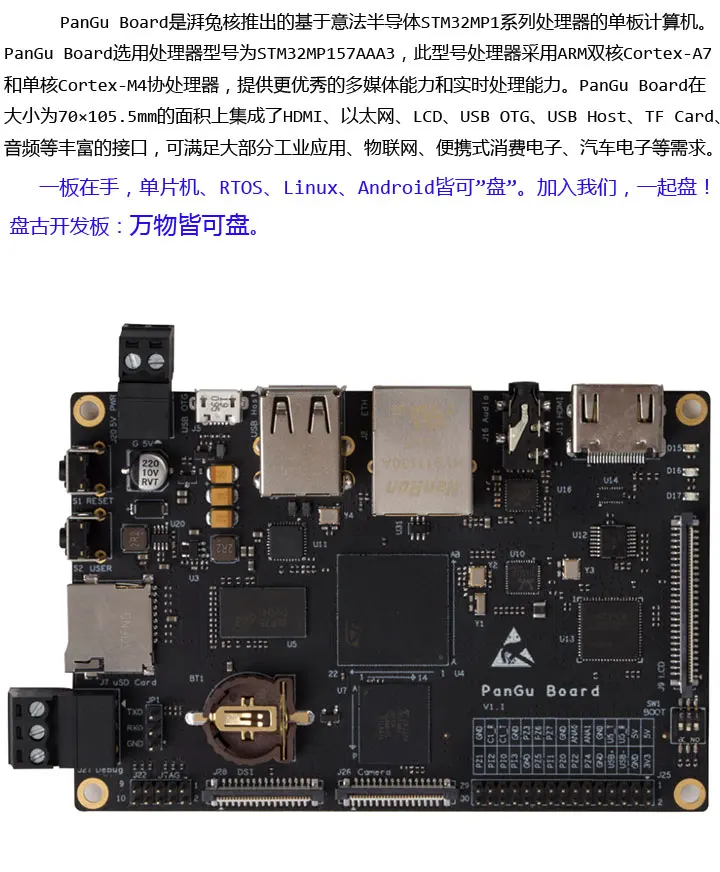 Pangu Stm32mp157 Linux макетная плата двухъядерный Cortex A7+ одноядерный Cortex M4