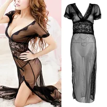 Женское сексуальное длинное платье для сна, ночная рубашка, ночное белье+ стринги, топы для сна