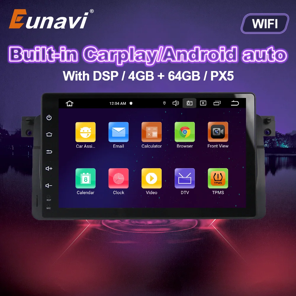 Eunavi Android 10 автомобильный Радио мультимедийный плеер для BMW E46 M3 318i 320i 325i головное