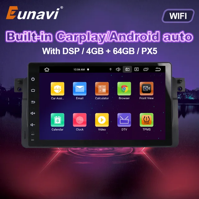 $189.6 Eunavi Android 10 Car Radio Multimedia Player For BMW E46 M3 318i 320i 325i Head unit DSP Carplay Auto Audio GPS Navigation 1Din