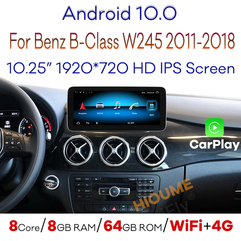 Android 10 0 дисплей 8G + 64G автомобильное радио GPS навигация мультимедийный плеер для