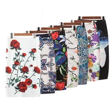 FMFSSOM Для женщин с принтом роз Повседневная юбка новые летние Для женщин Высокая талия Модный дизайн длинный тонкий вечерние трендовая юбка