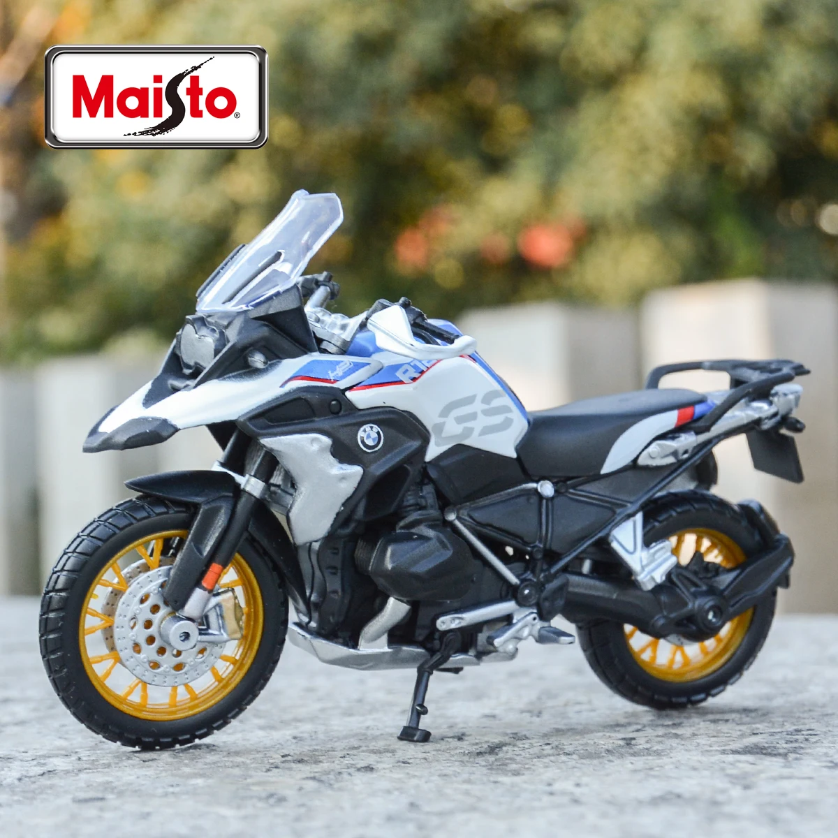 BMW R1250 GS 정적 다이캐스트 차량, 소장용 취미 오토바이 모델 완구, 1:18 