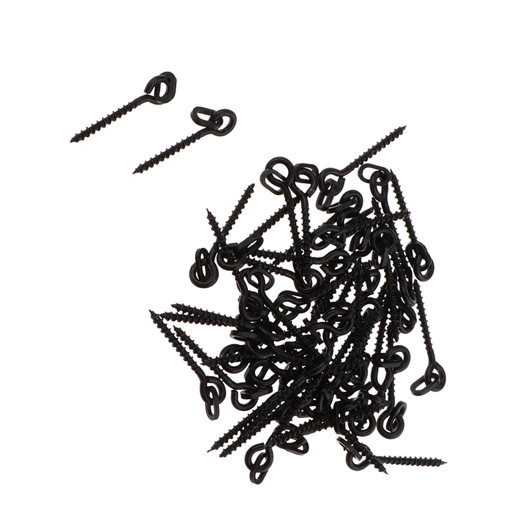 50 Pieces Steel Carp Fishing Boilies Screw with Elliptical Ring Bait Tool Rigs Carp Fishing Tackle Accessory