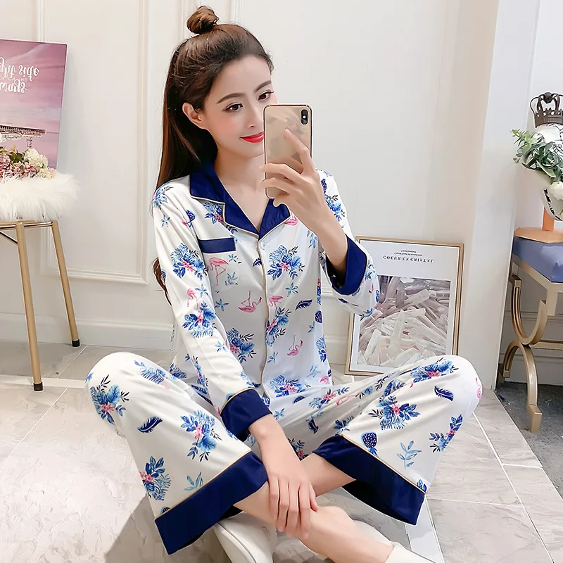 

Liang xing-Autumn & Winter New Style Open Buckle Color Block Pajamas Suit Color Block Flamingo 27 Yuan M-XXL