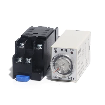 

H3Y-2 Time Relay AC110V 6/10/30/60Minutes Timer Relay with Socket 8Pin Set Range Off Delay Timer with Base