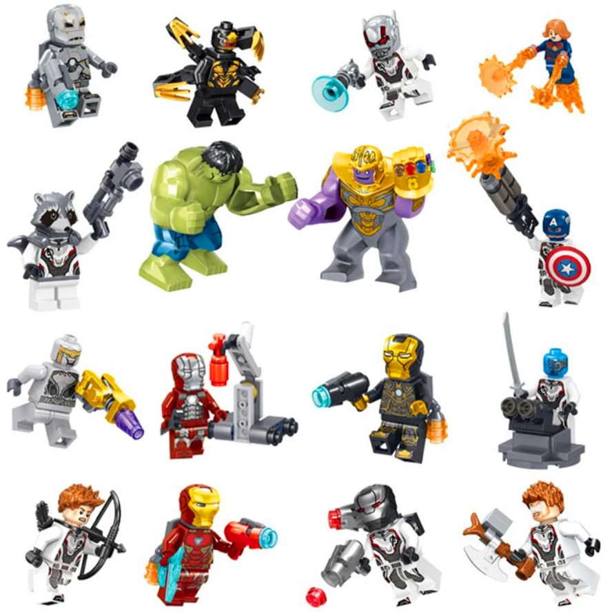 

16Pcs/Set Heroes Batman Iron-man Captain Hulk Thor Building Blocks Brick Set Compatible Playmobil Toys
