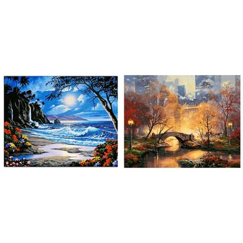 

Paintworks Paint By Number Kits Blue Ocean 16x20 Inch Frameless & Autumn Park