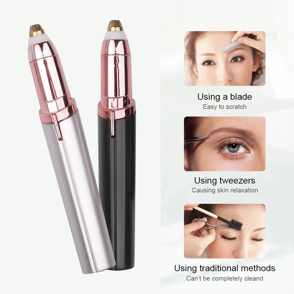 Hot Mini Electric Eyebrow Trimmer Makeup Painless Hair Epilator Shaver Razors Portable Lipstick Brows Pen Facial Remover | Красота и