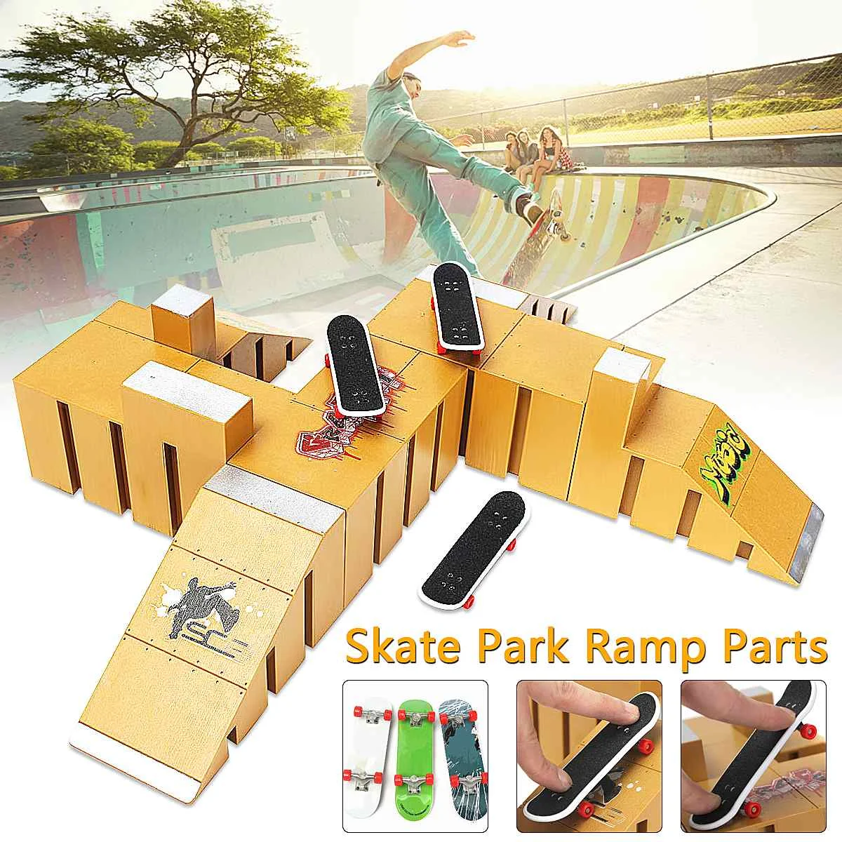

Skate Park Kit Ramp Parts For Tech Deck Fingerboard Excellent Gift For Extreme Sports Enthusiasts Sport Training 92D