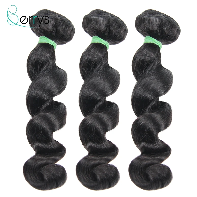 

Berryshair Peruvian Loose Wave Human Hair Bundles Real 100% Virgin Hair Extensions Double Wefts 8-30 Inches Bundles Deal Female