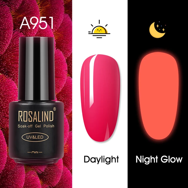 ROSALIND Nail Gel Polish Neon Luminous Hybrid Varnish Manicure Semi Permanent UV Gel Nail Art Base Top Coat Gel Nail Polish New RAA951