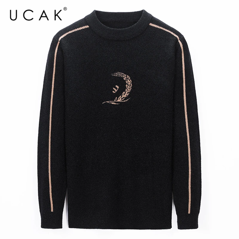 

UCAK Brand Casual O-Neck Sweater Men Clothing 2020 New Fashion Streetwear Sweaters Pull Homme Winter Warm Men Clothes U1175