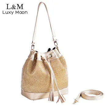 

Lady Rhinestone Bucket Clutch Bag For Evening Party Fashion Banquet Drawstring Shoulder Storage Hand Bags For Women 2020 XA525H