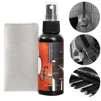 

60ml Nursing Oil Musical Instrument Polish Liquid Dust Remove Universal Wipe Cloth Bass Guitar String Cleaner Set Ukulele