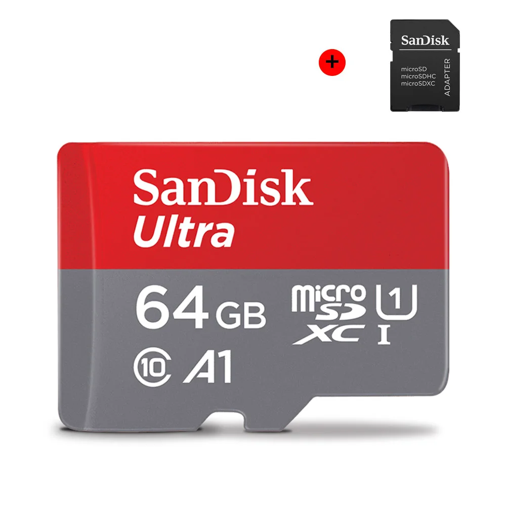 SanDisk, ультра Micro SD карта, 128 ГБ, 32 ГБ, 64 ГБ, 256 ГБ, 400 гб, TF карта, 16 ГБ, класс 10, Макс., 98 МБ/с., карта памяти для телефона, ПК - Емкость: 64GB with Adapter