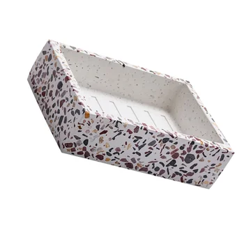

1Pc Soap Box Imitation Terrazzo Soap Holder Draining Soap Dish Soap Saver Case Container Handmade Soap Tray for Bathroom