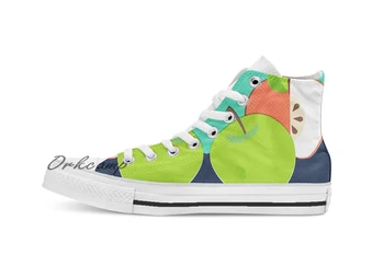 

Retro Apple Custom Casual High Top lace-up Canvas shoes sneakers Drop shipping