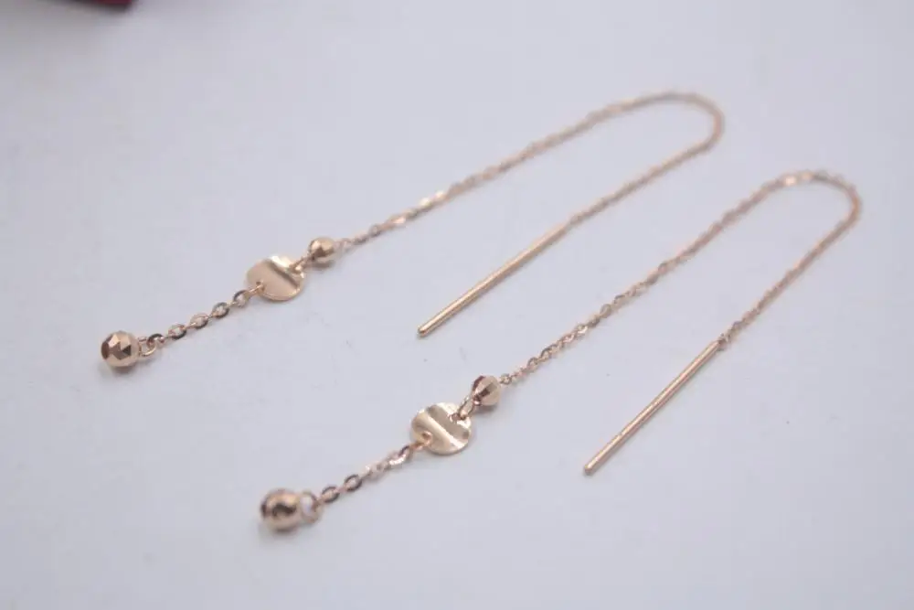 

Solid 18K Rose Gold Dangle Earrings Best Gift Perfect Circle & O Chain Earrings Line 90mmL 1.44g Fine Jewelry