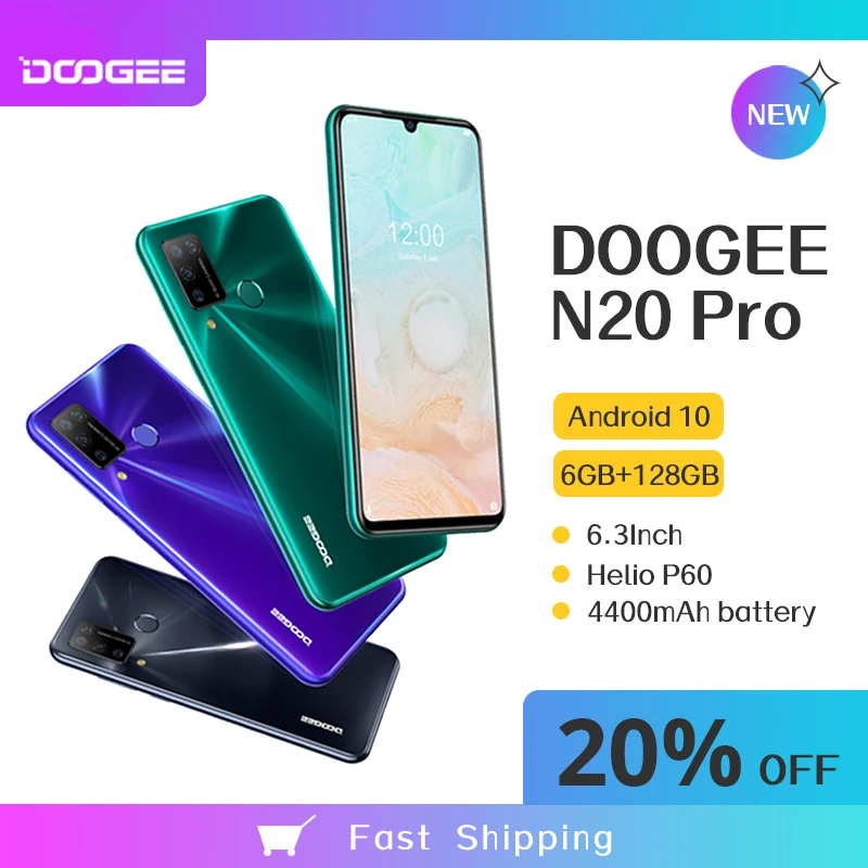 New DOOGEE N20 Pro 6GB 128GB Smartphone 16MP Quad Cameras Octa Core Android 10 Global Version 6.3