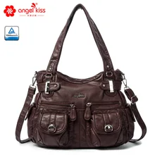 Angel Kiss брендовая кожаная сумка на плечо с верхней ручкой, сумка из искусственной кожи, женская сумка-кошелек